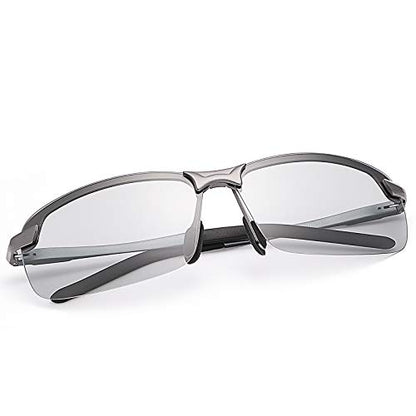 YIMI Polarized Photochromic Driving z87 Sunglasses For Men Women Day and Night safety glasses - color: Gun Frame