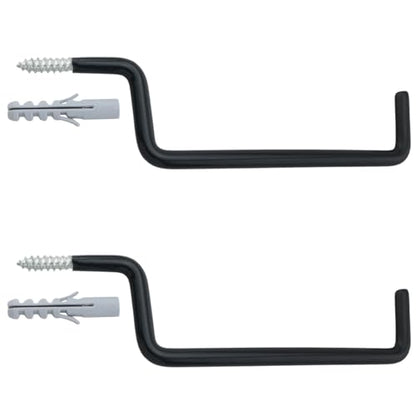 2PCS Black Heavy Duty Storage Hooks 2 Expansion Tubes Tool Organiser Screw in Ladder Hooks Hanging Bike Rack Organiser for Ladders Folding Chairs Rope Storage Length 1.97 inches
