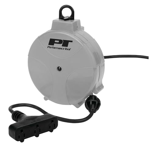 Performance Tool W2275 20' 18GA Retractable Cord Reel with Spring Loaded Auto-Rewind - size: 20 Feet