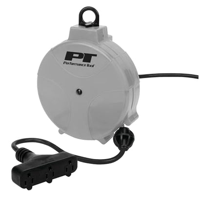 Performance Tool W2275 20' 18GA Retractable Cord Reel with Spring Loaded Auto-Rewind - size: 20 Feet