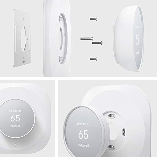 Spigen Wall Plate Designed for Google Nest Thermostat Wall Plate (Included Metal Plate and 4 Screws) - White - color: White