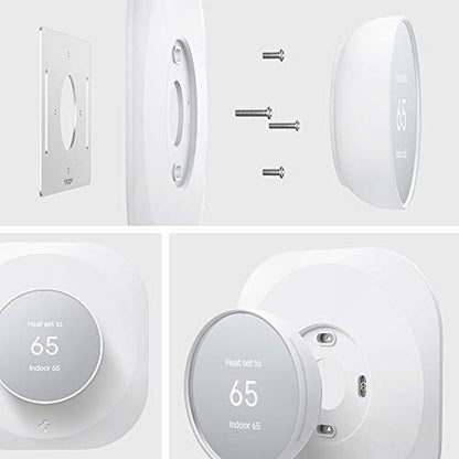 Spigen Wall Plate Designed for Google Nest Thermostat Wall Plate (Included Metal Plate and 4 Screws) - White - color: White