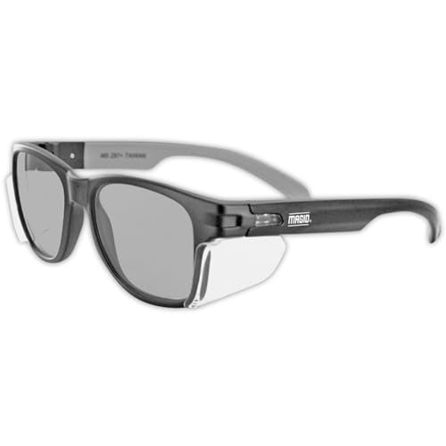 MAGID Y50 Safety Glasses for Construction | Black Frame — 1 Pair, Gray Lens | Side Shields, ANSI Z87.1+, Anti-Fog, Scratch-Resistant, 99.9% UV Protection, Polycarbonate Lens - color: Gray Lens | Black Frame, size: 1 Pair