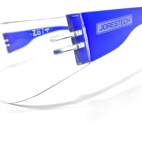 JORESTECH Safety Glasses, ANSI Z87+ Compliant, Impact-Resistant Polycarbonate Lenses, UV Protection, Anti-Scratch Coating, 12-Pack - color: Blue-clear