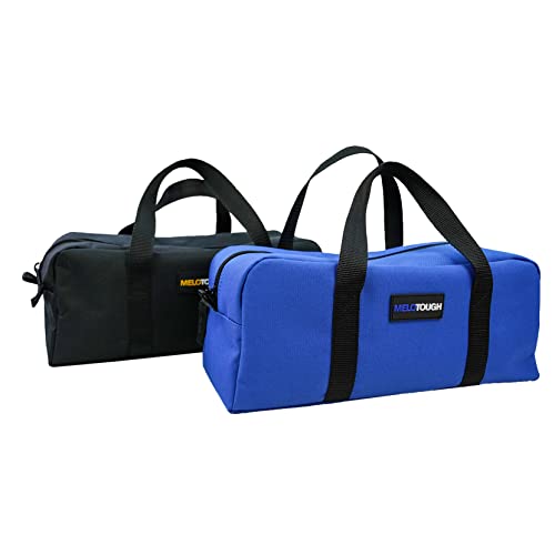 MELOTOUGH Utility Tool Tote bag Combo Kit-Includes 2 Medium Tool Organizer Bags for Electrician, Plumbing, Gardening, HVAC & More (14 inch,Black&Bule) - color: Black & Blue