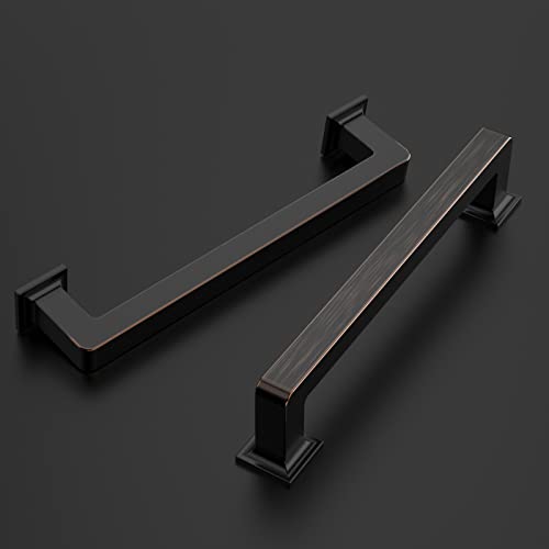 Amerdeco 10 Pack Oil Rubbed Bronze Cabinet Pulls 5 Inch(128MM) Hole Centers Kitchen Cabinet Handles Cabinet Hardware Kitchen Handles for Cabinets Cupboard Handles Drawer Pulls ZH0019 - color: Oil Rubbed Bronze, size: 5"/128MM Hole Center