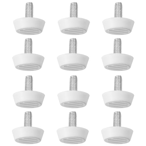 Antrader 12 Pcs M6×15mm Furniture Lvelers,M6 Thread Adjustable Levelers Screw on Furniture Glides Foot Adjuster,15mm Base Diameter,White - color: White, size: M6×15mm