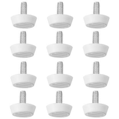Antrader 12 Pcs M6×15mm Furniture Lvelers,M6 Thread Adjustable Levelers Screw on Furniture Glides Foot Adjuster,15mm Base Diameter,White - color: White, size: M6×15mm