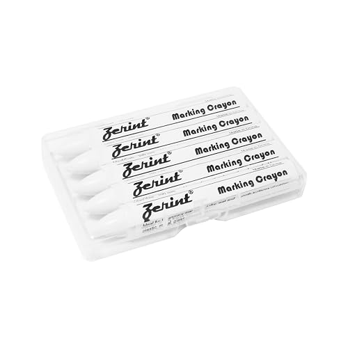 Industrial Wax Marking Crayons - White (5-Pack) for Tires, Metal, Wood, Glass & Plastic - 100mm Long-Lasting Crayons, High Visibility & Scratch Resistant(HT-921W)