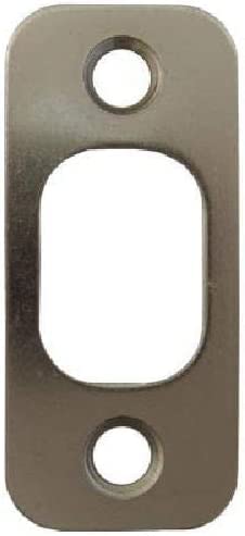 Satin Brushed Nickel Deadbolt Strike Plate Door Backplate 1" x 2 1/4" Round Corner (1-Pack)