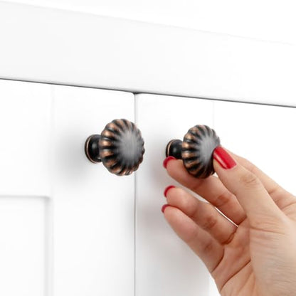 Oil Rubbed Bronze Cabinet Knobs Bronze Drawer Knobs, 10 Pack 1-1/4 Inch, 2510 Single Hole Cabinet Pulls for Kitchen Cabinets Drawers Bedroom Dresser Cupboard Bathroom Vanity - color: Oil Rubbed Bronze, size: Single Hole