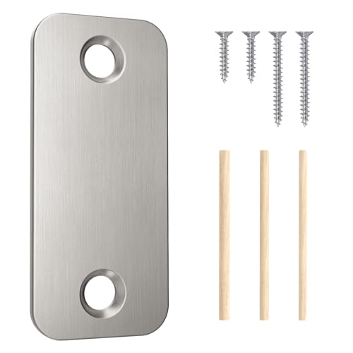 1" x 2-1/4" Door Hole Cover Plate, Stainless Steel Door Strike Filler Plate Latch Filler, Satin Nickel Deadbolt Cover Plate with Wood Dowel Strips (1 Pack) - color: Brushed Nickel, size: 1 Pack