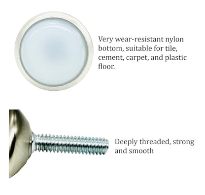 Furniture Levelers Swivel Feet,Angle Height Adjustable，Adjustable Nylon-Bottomed Pads for Table, Chair, and Furniture Legs-Pack of 8 ，1/4-20 Nut Inserts Kits(1/4" Nylon)