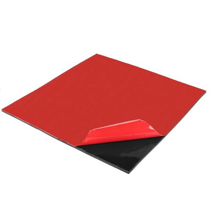 HooTown Adhesive Solid Rubber Strips, 12” Wide x 1/8" Thick x 12" Long Self Neoprene Rubber Sheets Rolls with Adhesive Backing for DIY Gaskets, Pads, Sealing, Liner, Weather Striping, Seals, Red - color: 1/8" Thick Adhesive, size: 12” W X 12" L