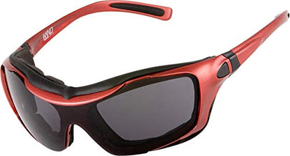 Large Motorcycle Riding Glasses Extreme Sports Wrap Sunglasses - color: Red | Smoke