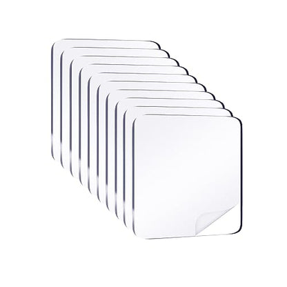 Medsuo 10pcs 2.4" Clear Double Sided Adhesive Pads for Mounting Waterproof Double Sided Sticker Super Strong Heavy Duty Washable Sticky Patch Walls Hanging Nano Gel for DIY Craft Home Office