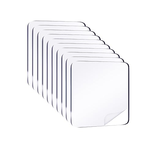 Medsuo 10pcs 2.4" Clear Double Sided Adhesive Pads for Mounting Waterproof Double Sided Sticker Super Strong Heavy Duty Washable Sticky Patch Walls Hanging Nano Gel for DIY Craft Home Office
