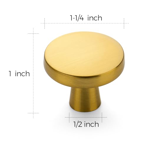 Ravinte 25 Pack Drawer Pulls 1-1/4 Inch Kitchen Cabinet Knobs Solid Brushed Brass Round Dresser Drawer Knobs Gold Dresser Knobs Drawer Knobs Simple Cabinet Hardware for Cupboard Drawer Pulls - color: Brushed Brass