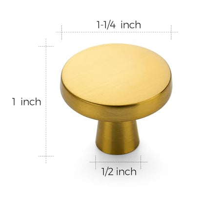 Ravinte 25 Pack Drawer Pulls 1-1/4 Inch Kitchen Cabinet Knobs Solid Brushed Brass Round Dresser Drawer Knobs Gold Dresser Knobs Drawer Knobs Simple Cabinet Hardware for Cupboard Drawer Pulls - color: Brushed Brass