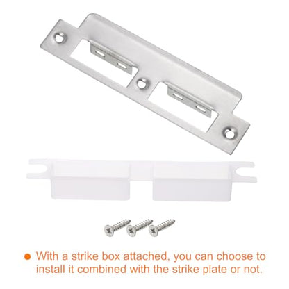 uxcell Door Strike Plate, 155mm x 35mm 201 Stainless Steel Latch Deadbolt Strike Plate for Door Frame Door Jamb, Silver - size: 155mm x 35mm