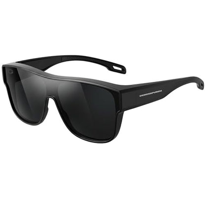 Cover-Ups Black Fit Over Sunglasses - Wrap Around Sunglasses - People Who Wear Prescription Glasses in the Sun - color: Gloss / Black