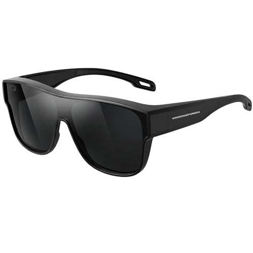 Cover-Ups Black Fit Over Sunglasses - Wrap Around Sunglasses - People Who Wear Prescription Glasses in the Sun - color: Gloss / Black