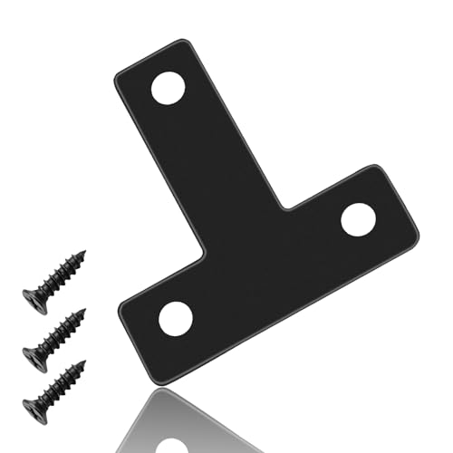 12 Pcs 1.55" x 1.55" T-Shape Flat Corner Brace Brackets, Mending Repair Plates Corner Brackets with Screws, Black - size: 1.55", style: T-Shape