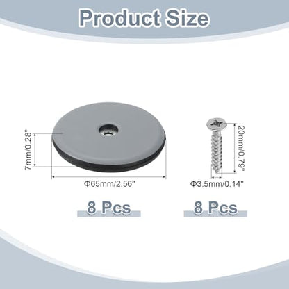 uxcell 8Pcs Screw on Furniture Sliders, 2.56"(65mm) Round Furniture Glides Sliders, Chair Leg Sliders Floor Protectors Pads, Furniture Pads with Screws for Chairs, Cabinets, Light Blue