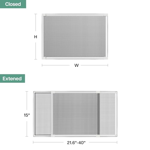 Paramondo Expandable Window Screen, Horizontal (15" H x 21.6" - 40" W, 2 Pack) Adjustable Window Screens, Replacement Window Screens for House Windows - size: Medium (15" H x 21.6"-40" W, 2 Pack)