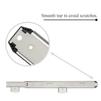 FRMSAET Heavy Duty 12/14/16/18 inches Thickness Steel Construction Ball Bearing Keyboard Slides Keyboard Drawer Slides Tray Accessories Cabinet Furniture Hardware Rails (14 inches, Silver) - color: Silver, size: 14 Inch