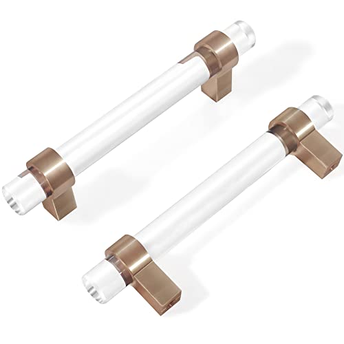 Clear Glass Crystal Drawer Pulls and Handles, 3-3/4 Inch Champagne Bronze Cabinet Pulls for Kitchen (96mm, 10 Pack) - color: Champagne Bronze, size: Hole Center : 3-3/4 Inch (96mm), style: 10 Pack