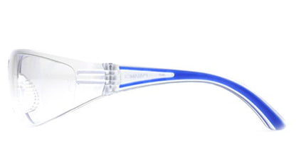 Pyramex Cortez Safety Eyewear, Clear Anti-Fog Lens With Black Temples - color: Navy Temples/Clear Lens