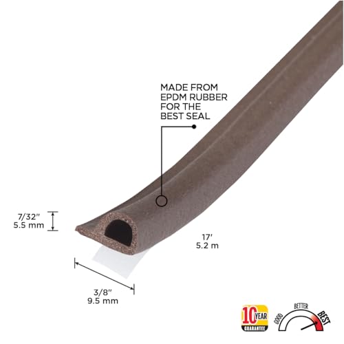 All Weather EPDM Rubber weatherstripping, P Seal Door Seal - MD Building Products 02550 (Pack of 2) - color: Brown, size: 7/32 in. x 3/8 in. (Pack of 2)