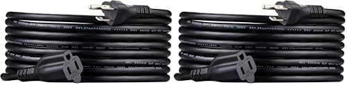 Amazon Basics Extension Cord, 15 Ft, 3-Prong Outlet Extender, Indoor, 13 Amps, 125V, Black (Pack of 2) - color: Black, size: 15 Ft (Pack of 2), style: 1-Pack