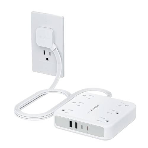 TESSAN 5Ft Grey Extension Cord with Multiple Outlets, Surge Protector Power Strip with 6 Outlets and 4 USB Ports (2 USB C), 2100 Joules Protection, Flat Plug, Outlet Extender for Home, Office, Dorm - color: Grey, size: 5 FT
