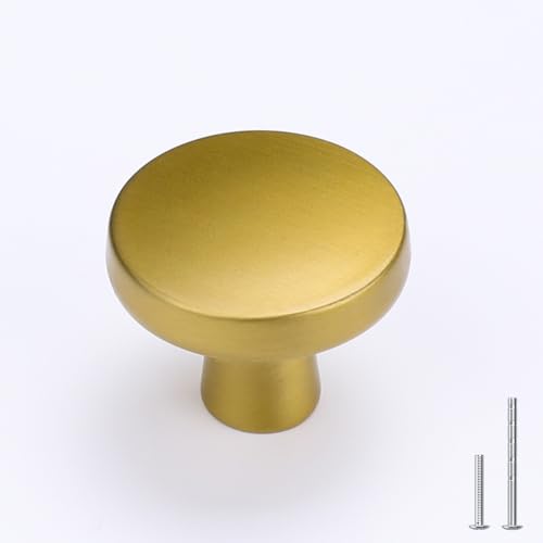 goldenwarm 30 Pack Brushed Brass Cabinet Knobs for Modern Kitchen Hardware Handles Gold Round Drawer Knob for Closet Bifold Cabinets Pulls,1.27 Inch - color: Brushed Brass