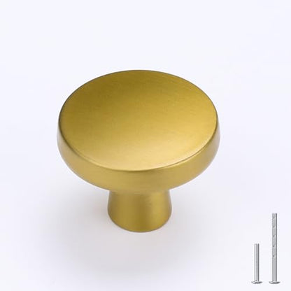 goldenwarm 30 Pack Brushed Brass Cabinet Knobs for Modern Kitchen Hardware Handles Gold Round Drawer Knob for Closet Bifold Cabinets Pulls,1.27 Inch - color: Brushed Brass