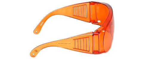 Calabria Fit Over Safety Glasses | Polarized Sunglasses Over Glasses | Wrap Around Anti-Fog | Scratch Resistant | Unisex - color: Dark Orange Red