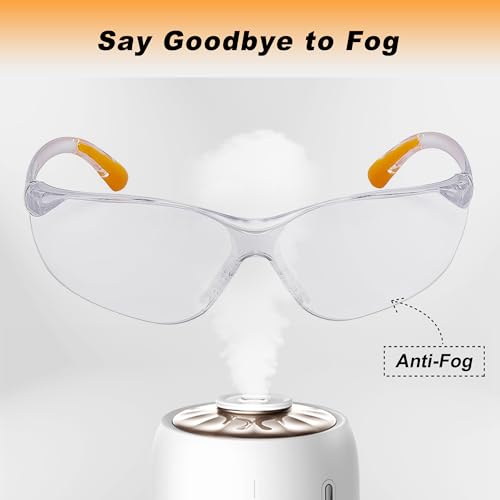 ProtectX Safety Glasses for Men & Women, Safety Sunglasses with Anti-Fog Scratch Resistant Lenses, Non-Slip Grips, ANSI Z87.1 - color: Olympus Clear 6 Pk