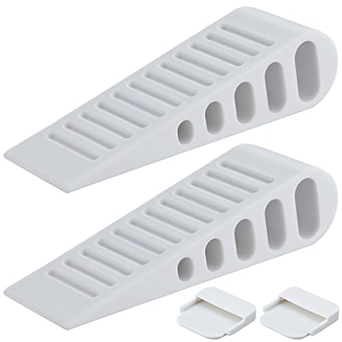 JQK Rubber Door Stopper Wedge, White 2 Pack Soft TPR Premium Door Stops for Bottom of Heavy Duty Door on Tile, Concrete, Carpet, Wooden Floor, DSB61-WH-P2 - color: White