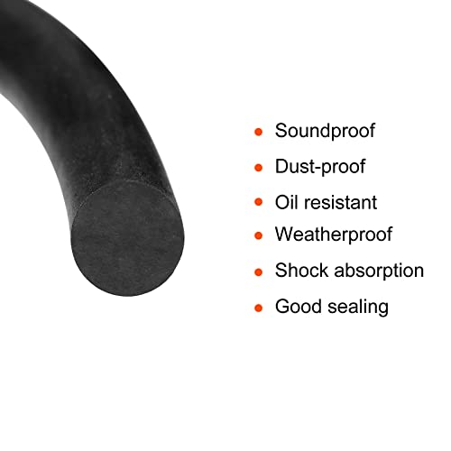 uxcell Nitrile Rubber Round Seal Strip, 3mm(1/8") Diameter 6 Meters (19.69Ft) Long Hard Solid Rubber Weather Stripping for DIY Gasket, Industrial Equipment, and Furniture - size: 3mmx6m