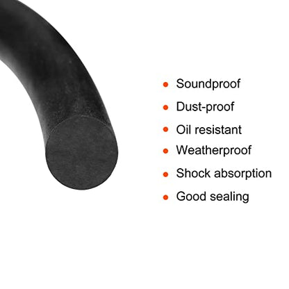 uxcell Nitrile Rubber Round Seal Strip, 3mm(1/8") Diameter 6 Meters (19.69Ft) Long Hard Solid Rubber Weather Stripping for DIY Gasket, Industrial Equipment, and Furniture - size: 3mmx6m