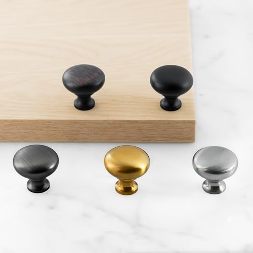 HESTIA HARDWARE 10 Pack 1-1/4 inch Diameter Oil Rubbed Bronze Round Zinc Cabinet Knobs for Kitchen Bathroom Dresser Drawer Pulls and Knobs Cupboard (Z1.10.O) - color: Oil Rubbed Bronze