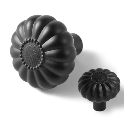 Cabinet Knobs 4 Pack Matte Black Drawer Pulls Kitchen Closet Dresser Cupboard Furniture Bathroom Bedroom Drawers Cabinets Hardware Flower Single Hole Knob Vanity Handles Solid Zinc Alloy Sunflower - color: Alloy Matte Black, size: 4pack