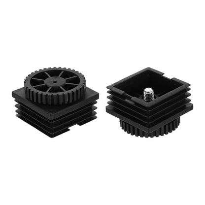uxcell 2 Set Leveling Feet, M8x50x50mm Plastic Adjustable Furniture Leg Leveling Square Threaded Insert Screw-in Glide Levelers for Table Chair Furniture, Black