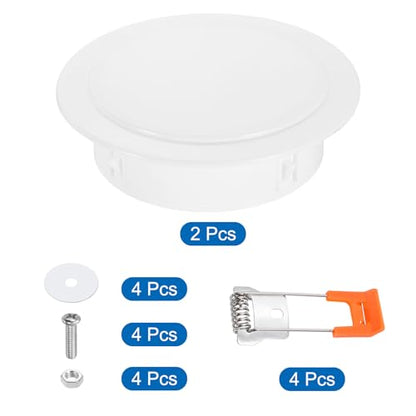 PATIKIL 5.2" Spring Ceiling Cover Plate, Recessed Light Trim Wall Mount Downlight Hole Cap Decorative Panel with Buckle Suitable for 4.1-4.9inch Round Hole Glass Ceiling Openings, White - size: 4.1-4.9"