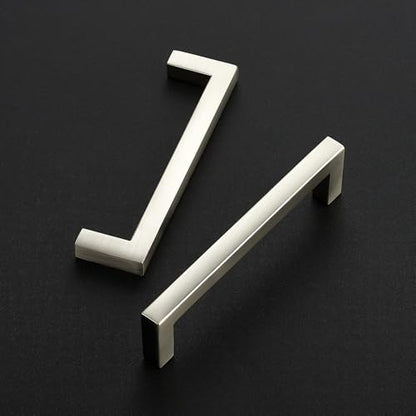 Ravinte 10 Pack Solid 4 Inch Center to Center Slim Square Bar Drawer Handles - Cabinet Hardware Brushed Nickel Pulls for Kitchen and Drawers - size: 4" Hole Center