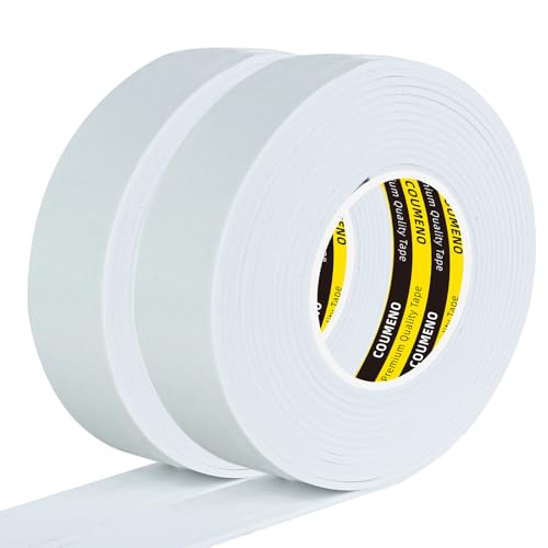 Single-Sided Adhesive EVA Foam Tape 2 Pack 1.2in x 16.4FT,White Foam Weather Stripping,Door Seal & Window Insulation Tape,Waterproof Sound Proof Seal Strip for Doors,Garage Door/Gap Sealing - color: White, size: 2 PACK 1.2in x16.4FT