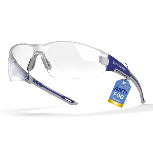 New Slim Fit Safety Pickleball Glasses,ANSI Z87.1 Scratch Resistant Antifog Lenses for Men and Women, Sport Goggles for Racquetball, Squash Ball (Blue/Grey) - color: Blue/Grey, size: Slim Fit