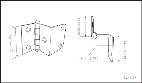 QCAA Durable Steel Semi-Concealed Hinge for Box, Chest & Cabinet, 1-1/2" Width x 1.2 mm Thickness, Brass Plated, 4 Pack, Made in Taiwan - color: Brass Plated, size: 4 Pack (1-1/2" x 1.2mm)